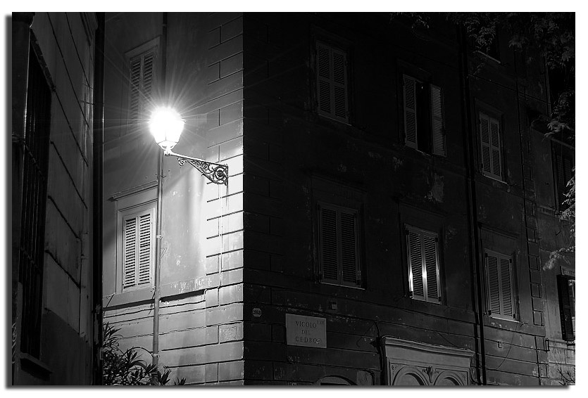 Roma Trastevere by night and black and white